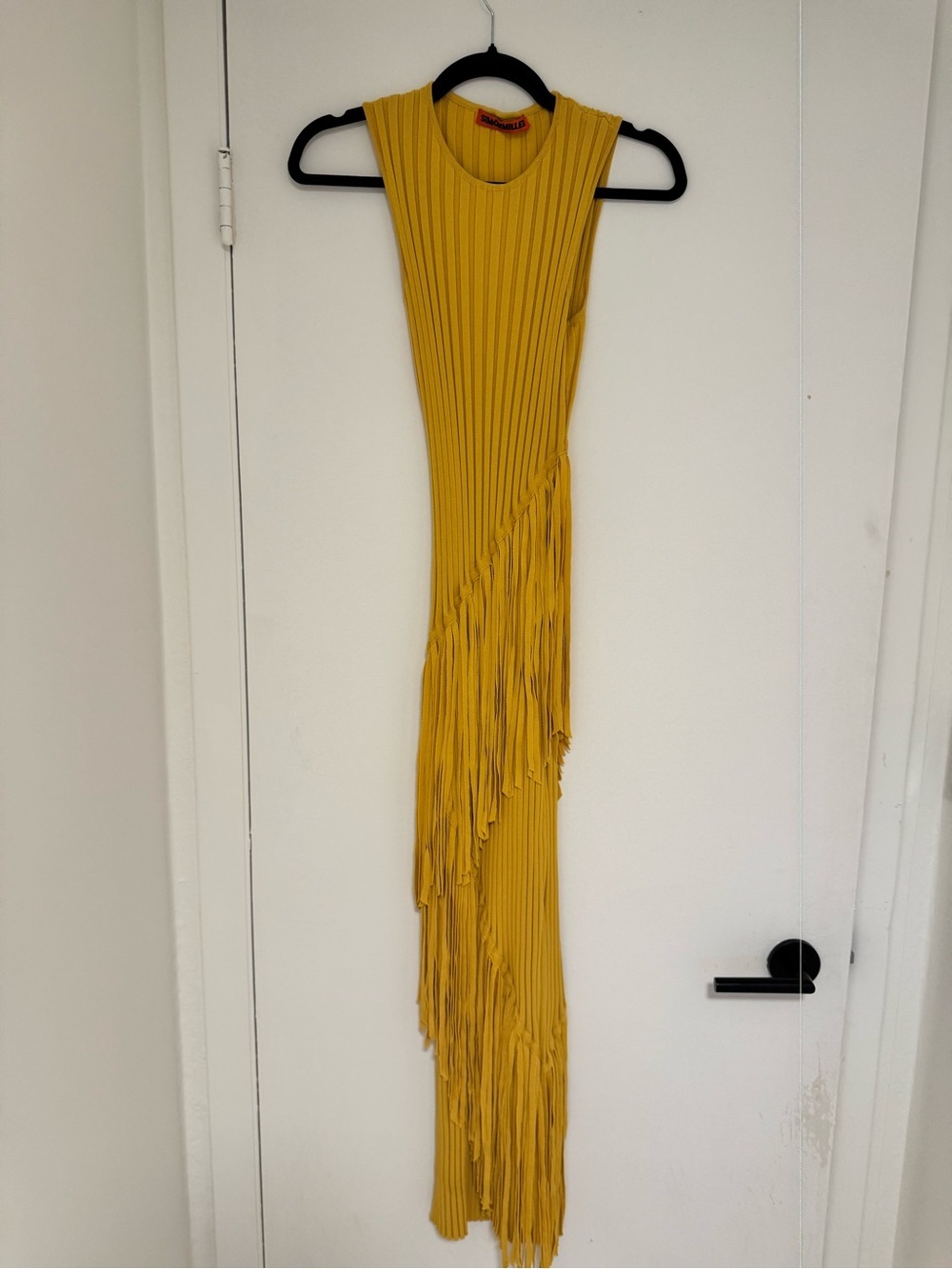 SIMON MILLER SPIRAL MUSTARD YELLOW KNIT FRINGE DRESS- SIZE XS-UNWORN! - Picture 6 of 8